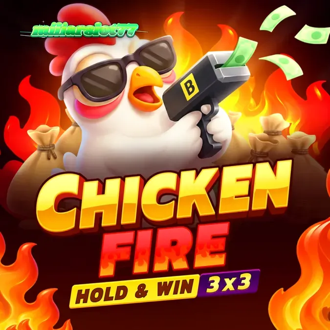 Tampilan visual slot Chicken Fire dengan grid 3x3 yang cerah
